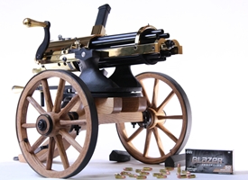9mm "Golden" Gatling Gun w/ Oak Carriage tippman armory, gatling gun, tippman armory gatling gun, 