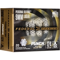 Punch 9MM 124 Grain Jacketed Hollow Point Box of 20 ammo, ammo sales, best ammo prices, ammo prices, 9mm ammo, 9mm 124 grain, 9mm ammo 124 grain, 9mm ammo for sale